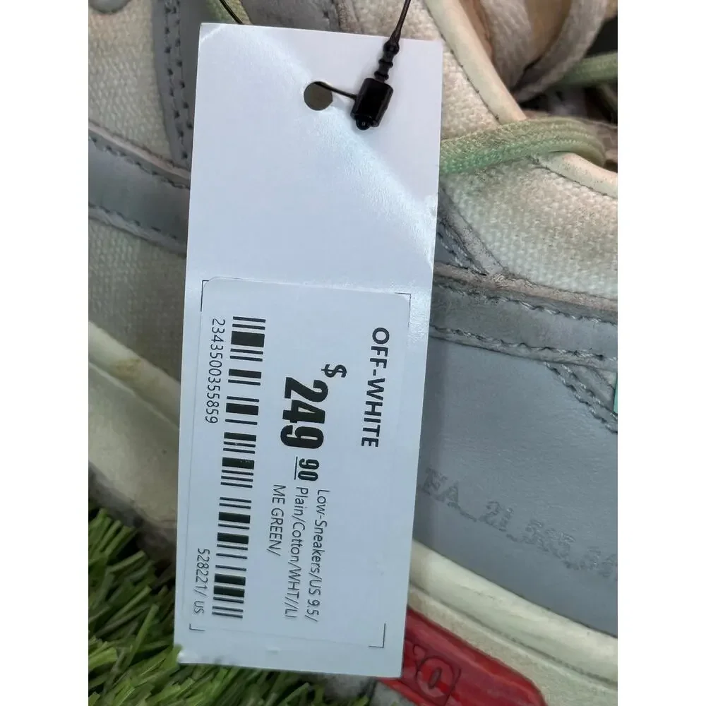 Nike X Off-White Dunk Low DM1602-108 Athletic Sneaker Mens 9.5 White Leather Gym